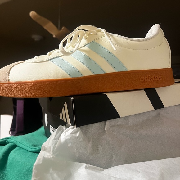 Adidas Women's White and Light Blue Sneakers - Picture 3 of 7